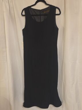 Mohita Couture Black Sleeveless Midi Dress with Scoop Neckline Padded Bra Inside
